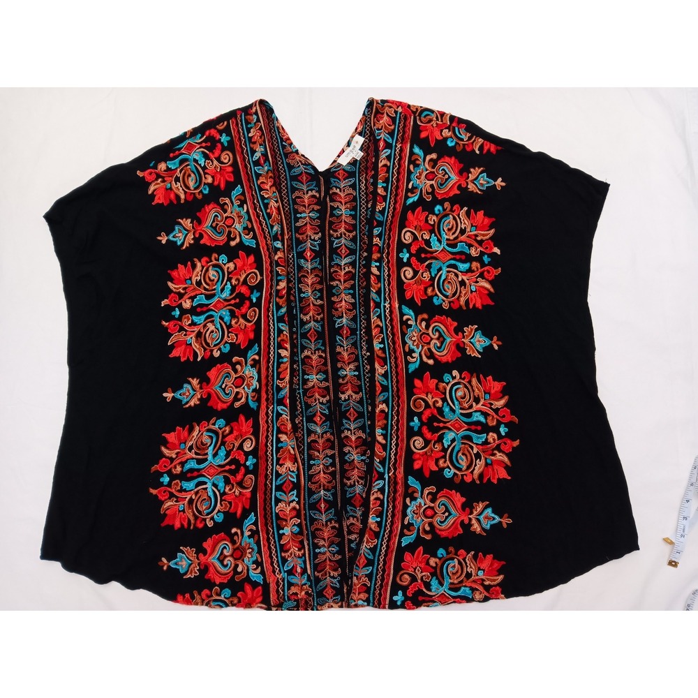 Umgee USA Black Embroidered Kimono Cardigan Top XL 1X Rayon‎